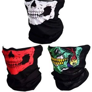 3pcs Seamless Skull Face Tube Mask Black Color Set